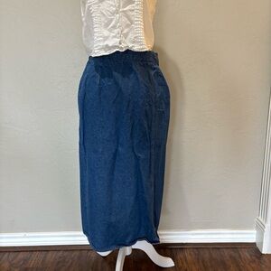Koret City Blues Denim Midi Skirt Women’s 8 – 100% Cotton Vintage Made in USA